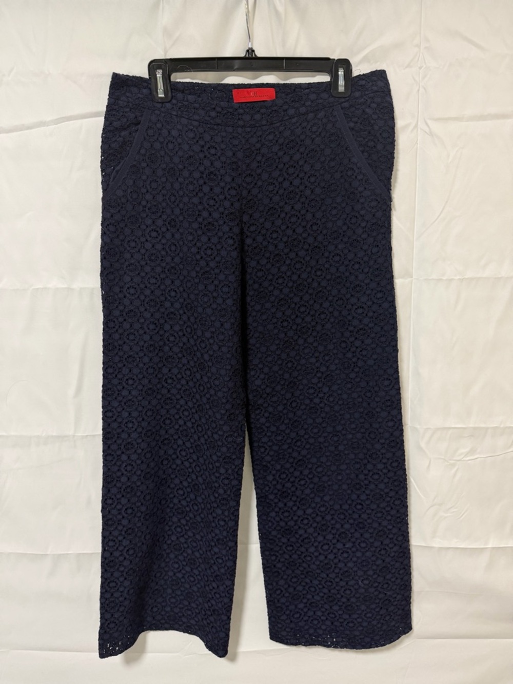 Carolina Herrera Dark Navy Lace Cropped Straight Pants